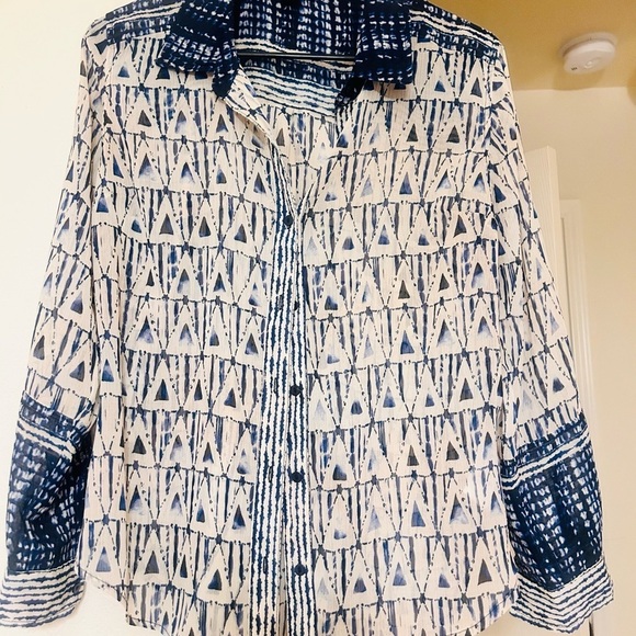 Liverpool Tops - Navy and White Geometric Women's Top